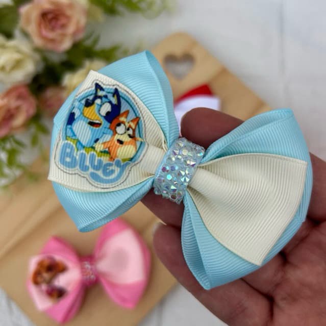 Laço Bluey e Bingo laço menina temático Laço no bico de pato infantil Menina