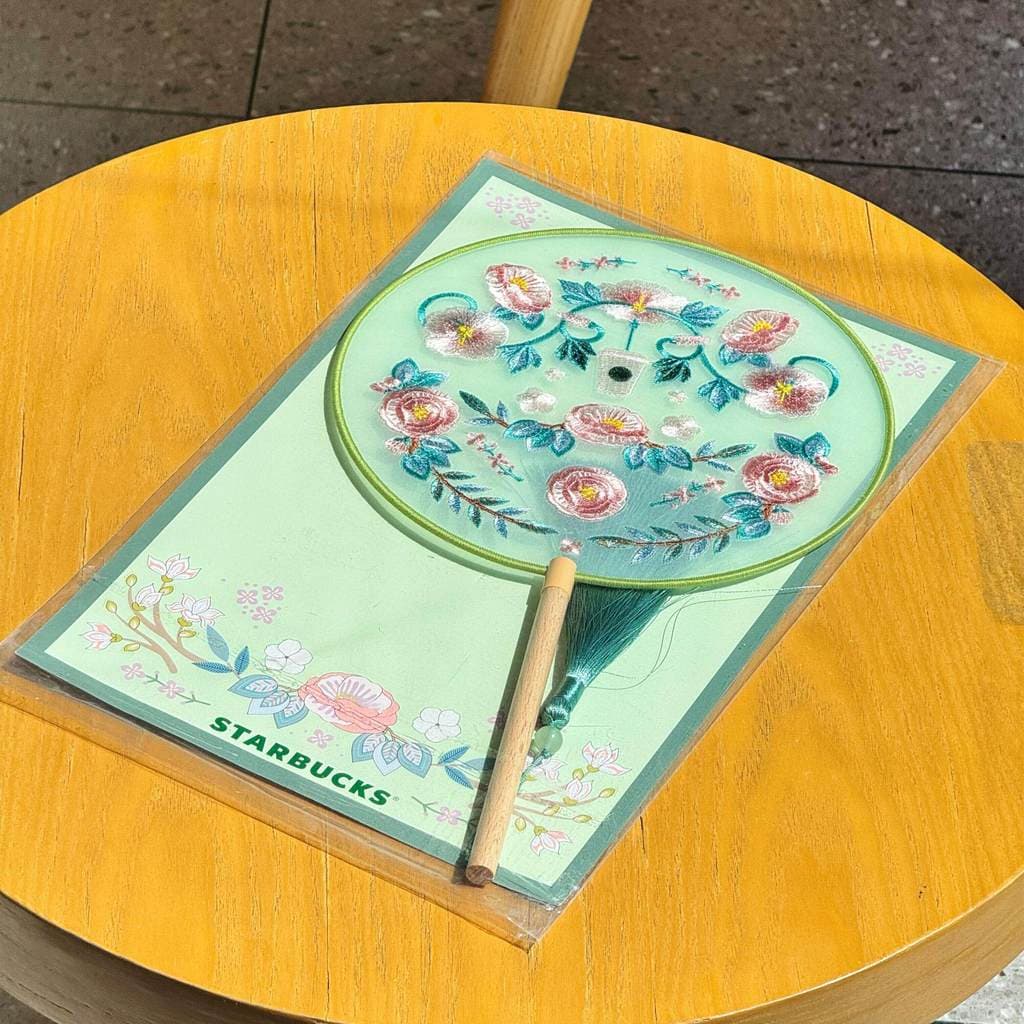 Starbucks 2025 primavera flor estilo chinês requintado dupla face bordado verão Hanfu Cheongsam dança estilo chinês borl