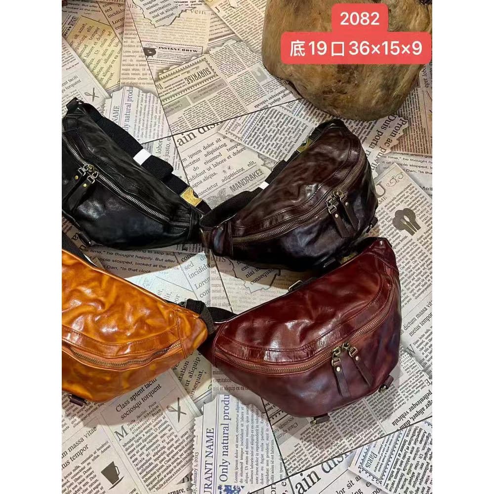 Bolsa retrô feita à mão bolsa de couro masculina primeira camada padrão de embreagem bolsa de cintura masculina bolsa de