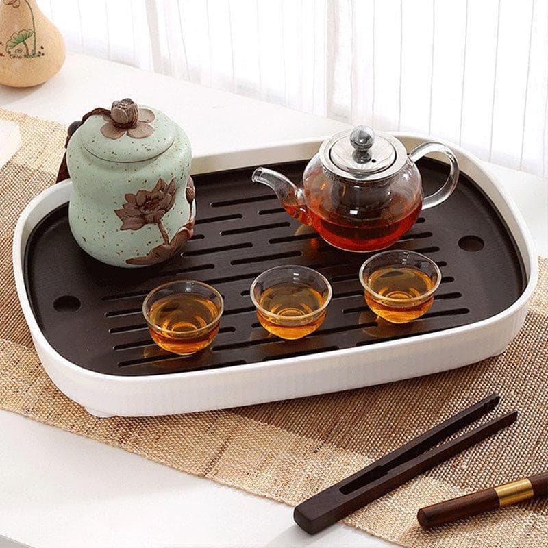 Bandeja de chá simples para uso doméstico, bandeja retangular moderna pequena para sala de estar, armazenamento de água,