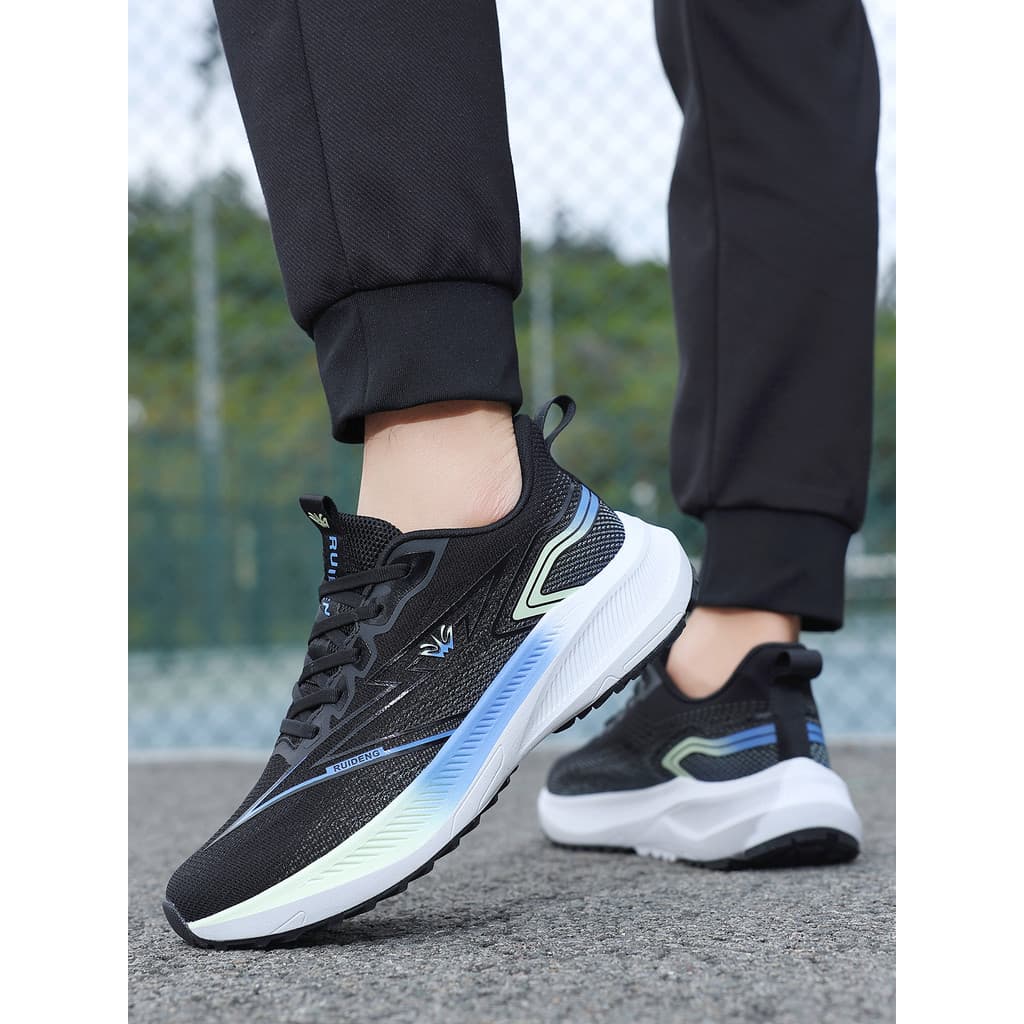 Ruideng malha sapatos esportivos masculinos respirável antiderrapante absorção de choque estudante tênis de corrida sapa