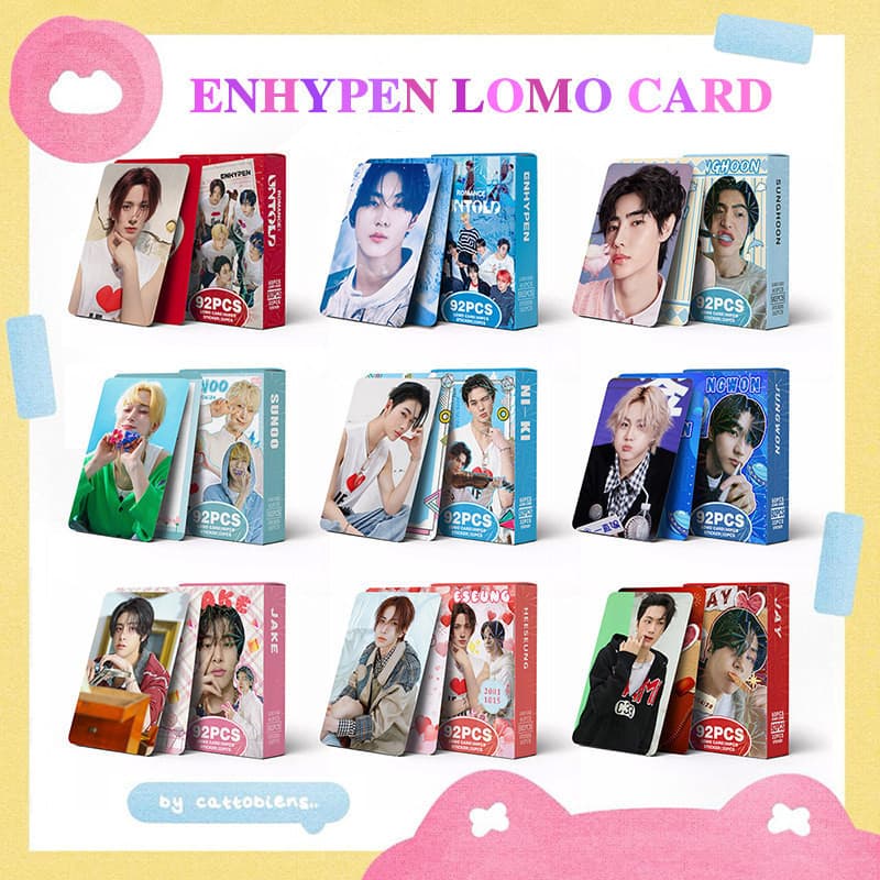 124 Pçs/Caixa ENHYPEN Photocards SUNGHOON Holográfico LOMO Cartão JUNGWON SUNOO NI-KI HEESEUNG JAKE JAY Adesivo