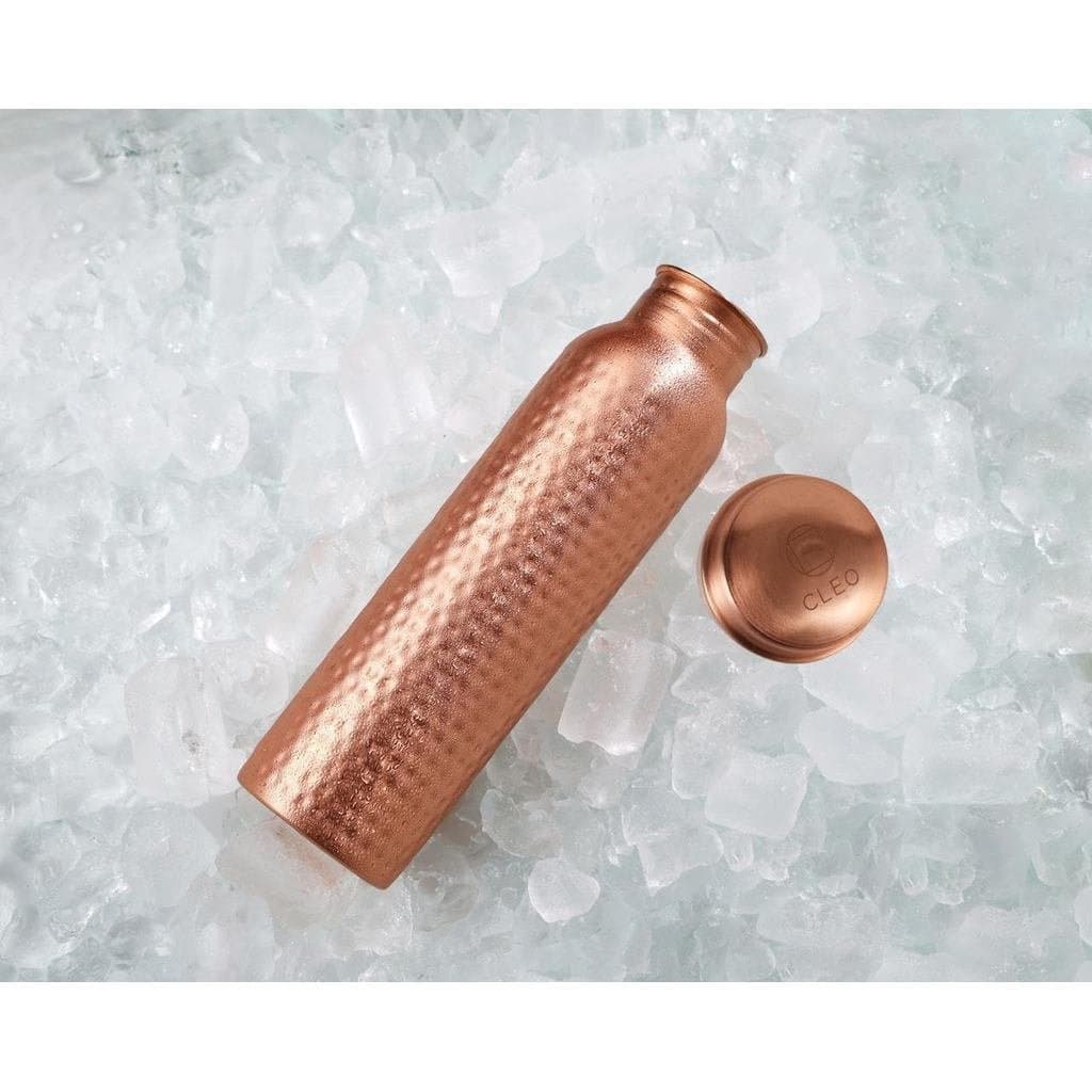Garrafa de água de cobre puro 800ml (32,5 onças) - Isolada para retenção de calor, martelada à mão para reforço, Grea KH