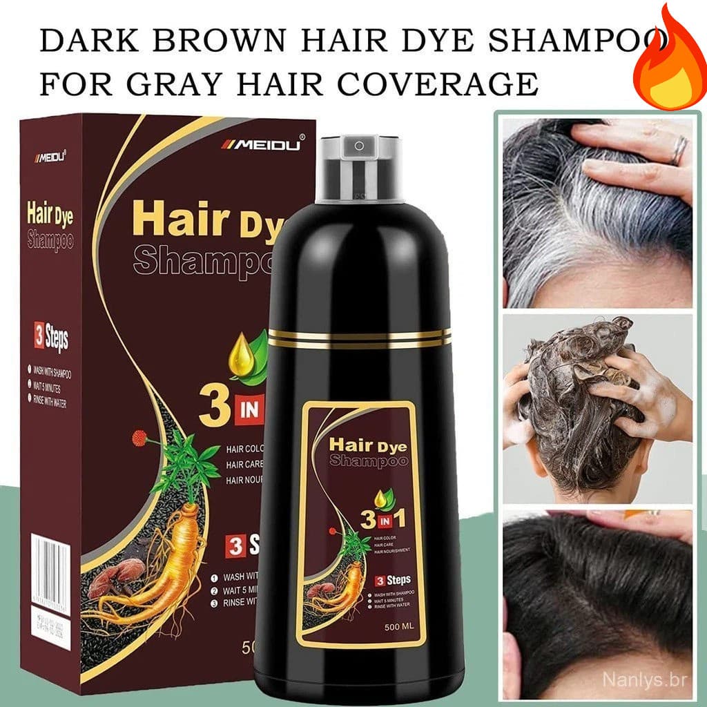 Shampoo Preto Cor 500ml , Cobertura De Cabelo Branco , Tintura Masculina E Feminina