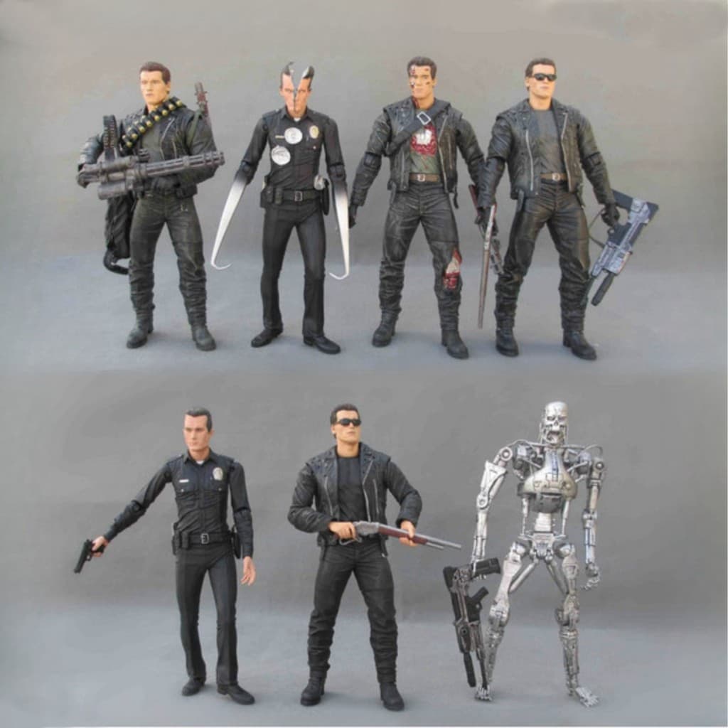 NECA Terminator Future Warrior T800 Schwarzenegger T1000 Versão com Estrutura de Metal Figura de Ação Articulada de 7 Po