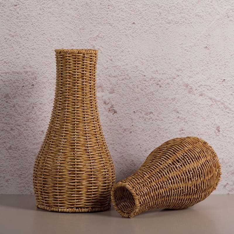 Vaso de chão vintage criativo, feito à mão, imitação de rattan, decoração simples para interiores, para varanda e mesa d
