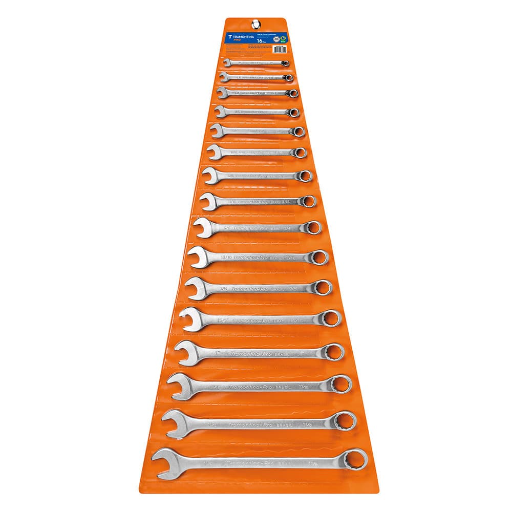 Jogo de Chave Combinada 1/4" a 1.1/4" com 16 Peças Tramontina PRO 44670/216