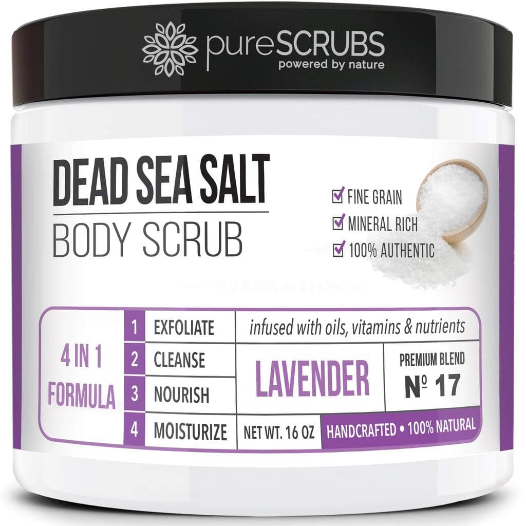 Conjunto de Esfoliante Corporal Premium de Lavanda pureSCRUBS - Esfoliante Corporal de Sal do Mar Morto de 16 oz, enriqu