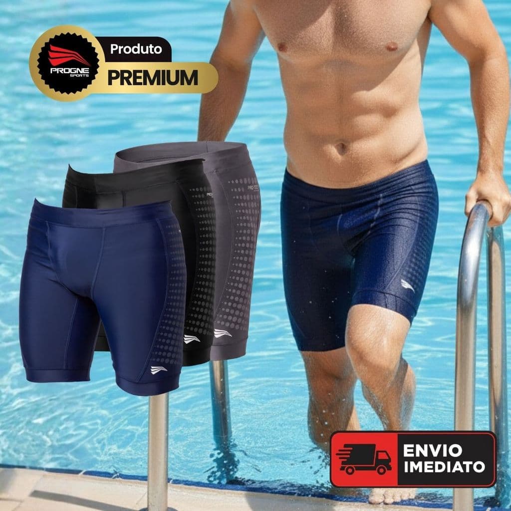 Bermuda Natação Masculina Extralife Progne Sports - Treinos Natação Hidroginástica Esportes Aquáticos e Praia