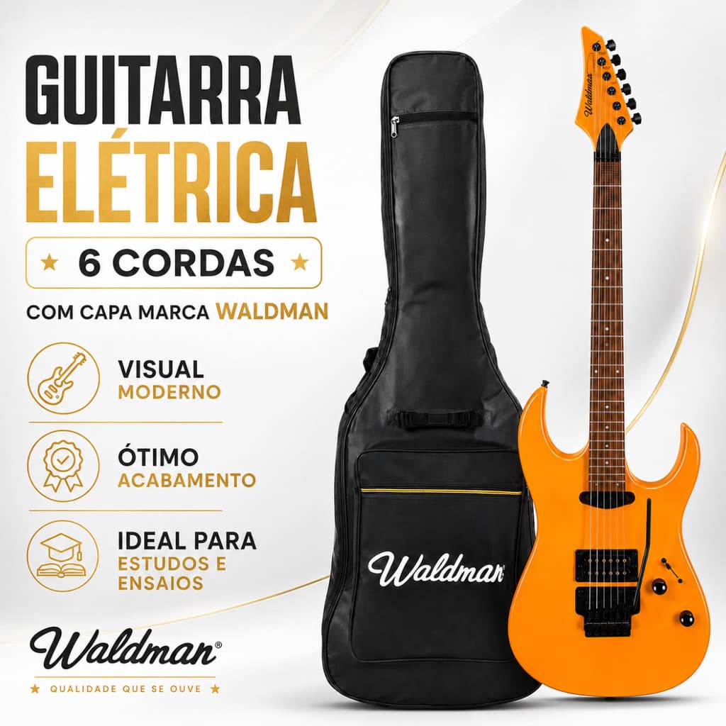 Guitarra Waldman Elétrica 6 Cordas Com Capa WIGR-265 OR/B