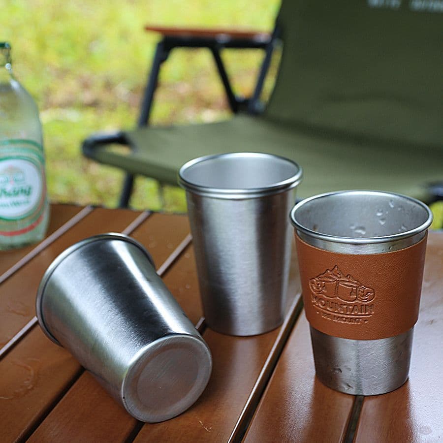 Copo de café para acampamento ao ar livre, copo de aço inoxidável 304, de água com borda enrolada, copo térmico ant