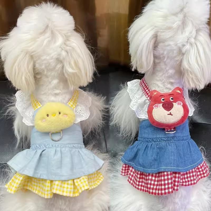Roupas De Verão Para Animais De Estimação Vestido De Cachorro Sem Mangas Shih Tzu Cute Lotso Colete De Ganga De Urso Rou