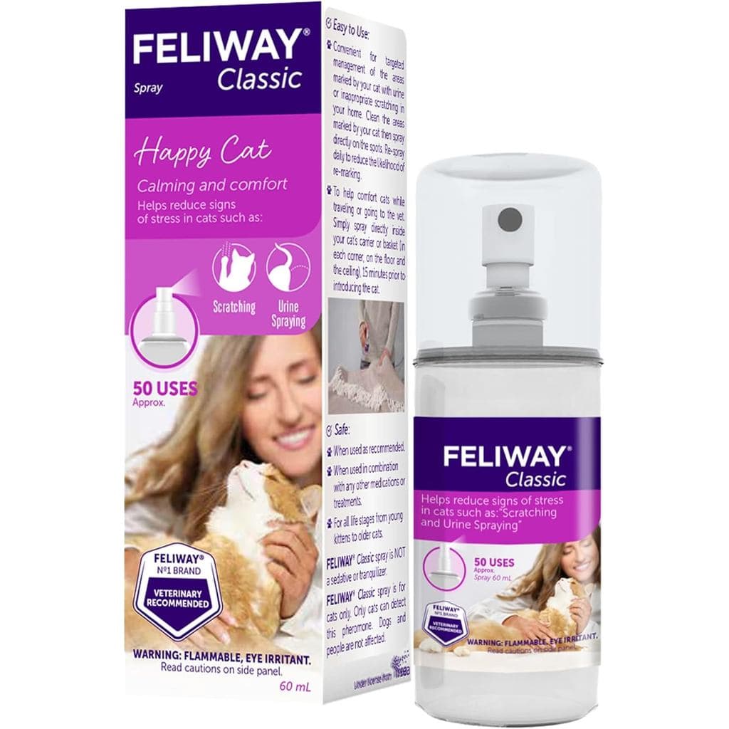 FELIWAY ®   Spray Calmante Clássico, 60ml - Conforta em Casa e em Viagem e Ajuda a Acalmar Durante o Transporte