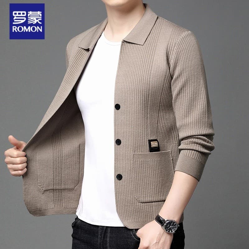 Lomon cardigã de malha masculino 2026 primavera novo estilo solto lapela suéter Casual jaqueta roupas masculinas