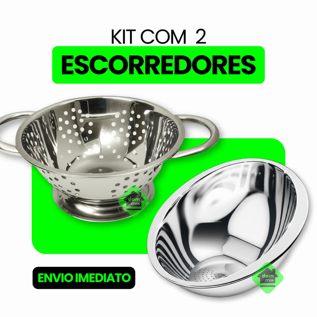 Kit Escorredor de Macarrão Massas e Escorredor de Arroz Lavador Inox