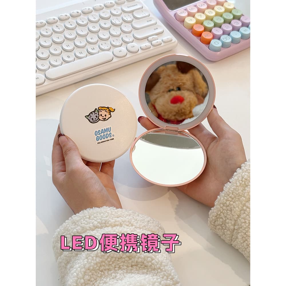 Espelho de maquiagem portátil pequeno espelho com luz led espelho de maquiagem bolso Mini portátil luminoso dobrável esp