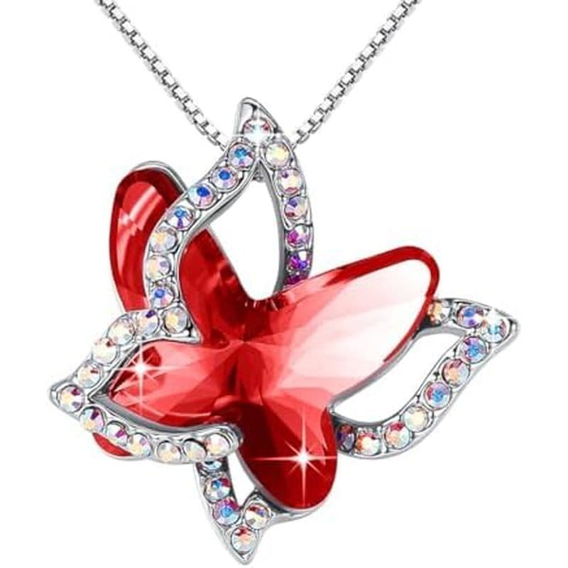 Colar De Cristal Com Pedra De Aniversário De Borboleta , Presente De Dia Das Mães Para Mulheres , Pingente Em Tom Pratea