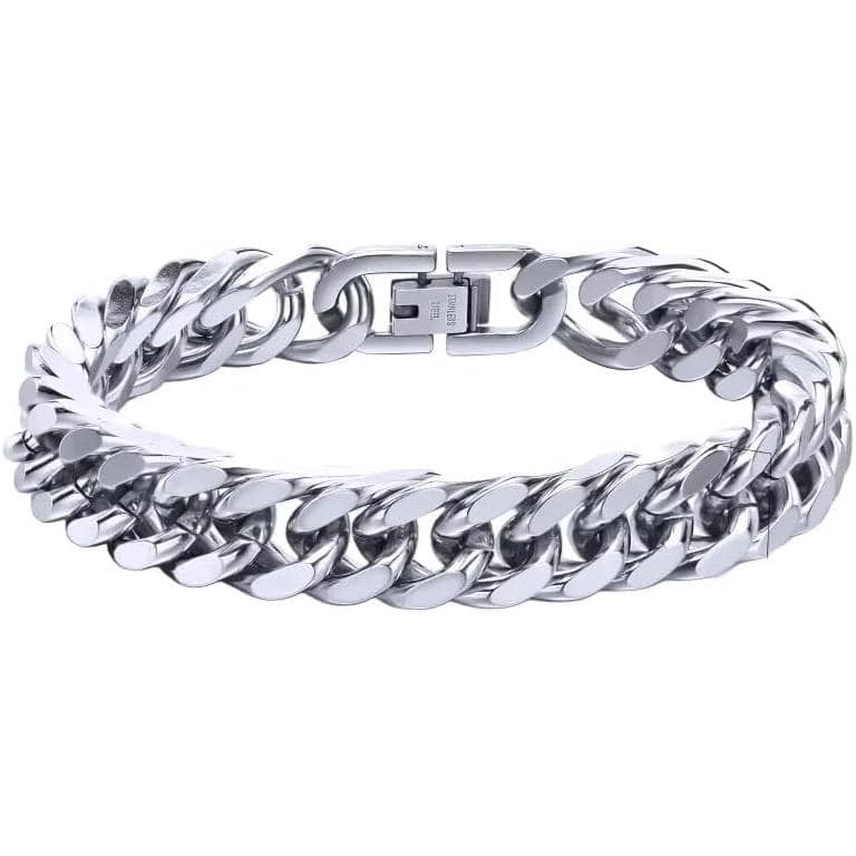 Pulseiras Cubanas de Aço Inoxidável Robusto de 8mm/12mm para Homens, Pulseira de Metal Oxidado, Joia de Corrente Estilo
