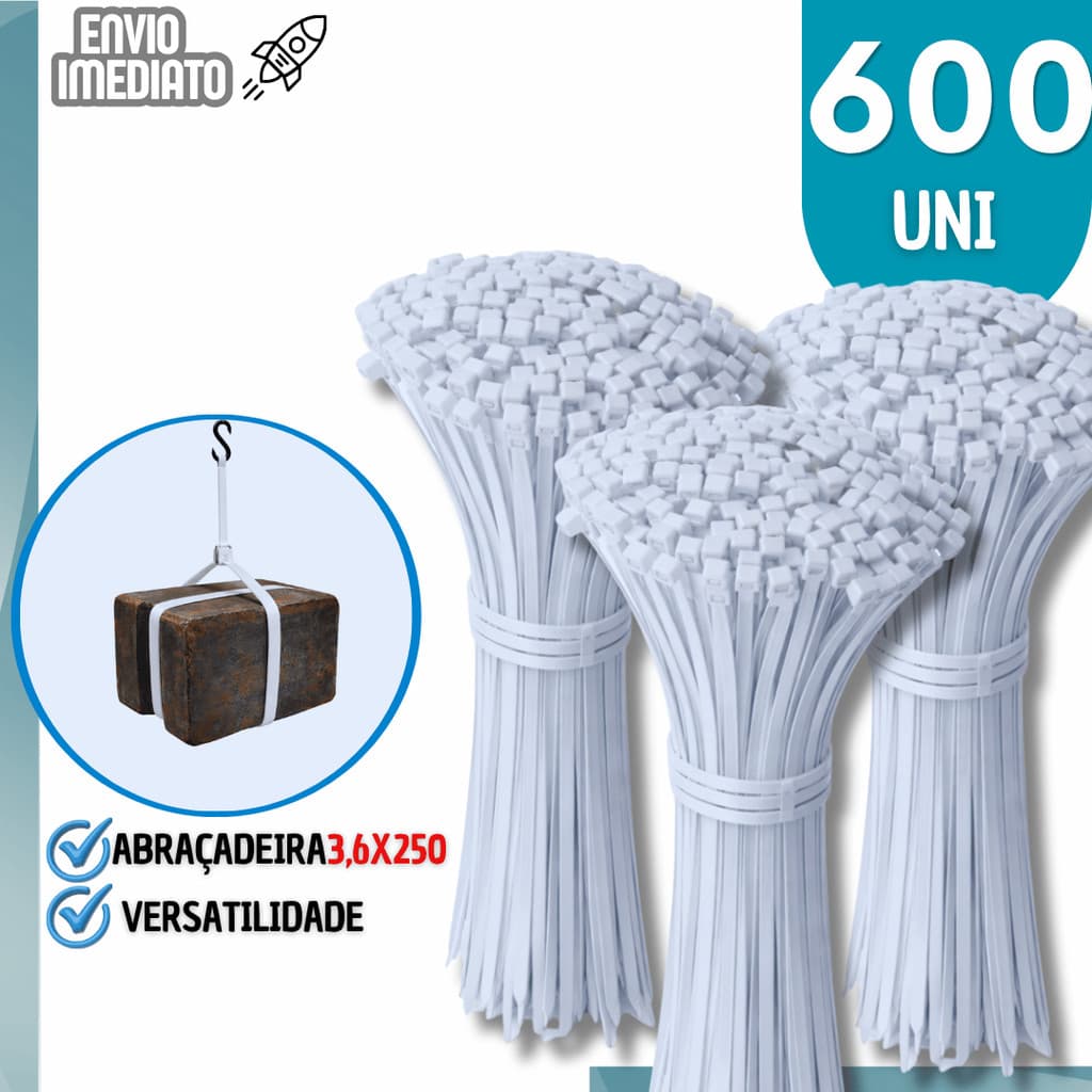 Abraçadeira de Nylon Enforca Gato 3,6x250 Lacre Plástico Organizador de Cabos Fios e Mangueiras Alta Resistência