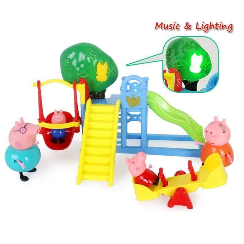 Peppa Pig Park Brinquedos De Diversões Com Luzes Música Jogar Casa Parque De Diversões Slides Presentes