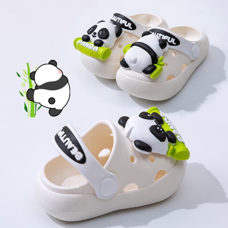Panda crianças buraco sapatos verão bonito meninos antiderrapante meninos crianças bebê sandálias internas