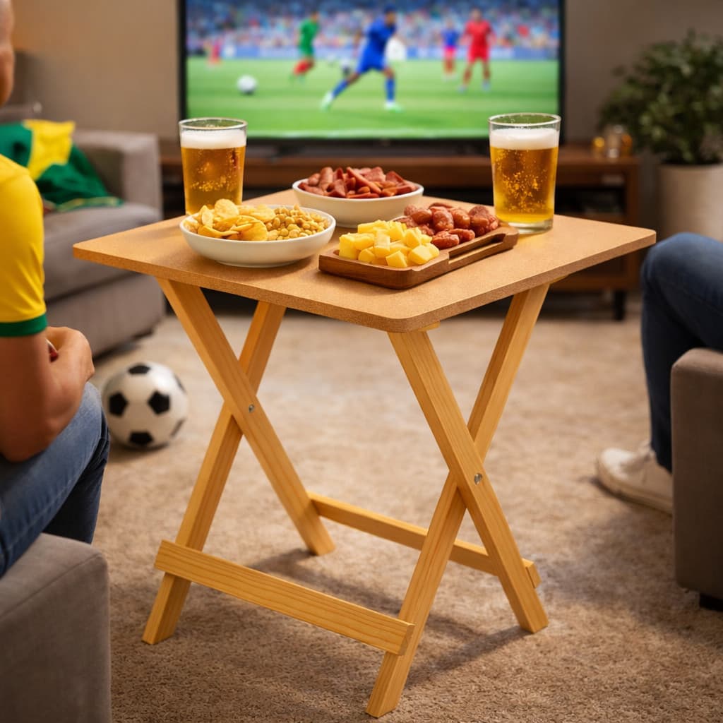 Mesa Dobrável Compacta MDF – Perfeita para Apartamento e Varanda