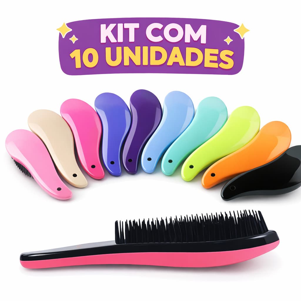 Kit Com 10 Escovas Mágicas Anti Frizz Desembaraçadora Escolha sua Cor Para Revender Atacado