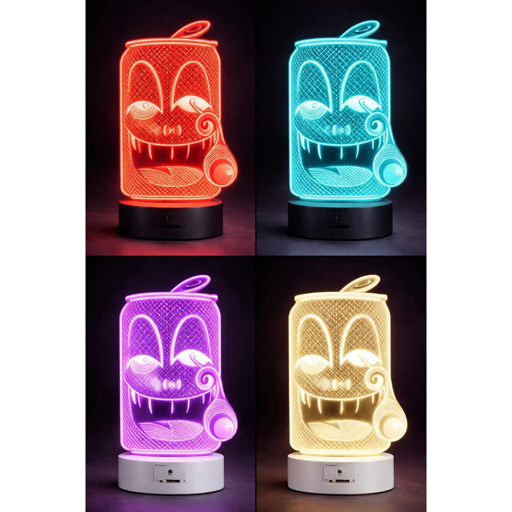 Luminária 3d Lata De Bebida Led Setup Gamer Personagem