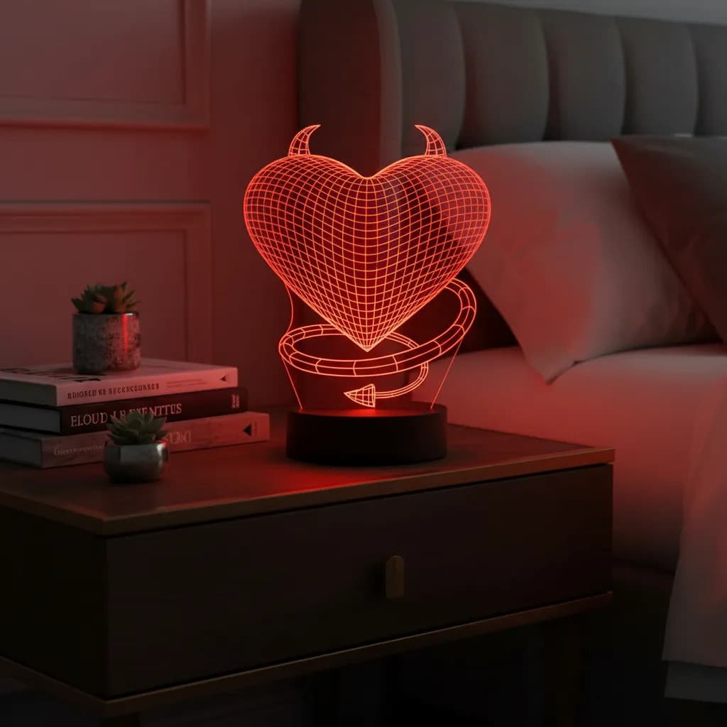 Luminária 3d Coração Gótico Fofo Namorada Presente Namorado