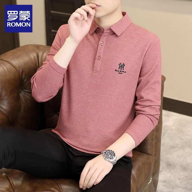 Lomon outono camisa Polo masculina 2026 novo estilo de negócios Bottoming camiseta topo Casual manga comprida camiseta r