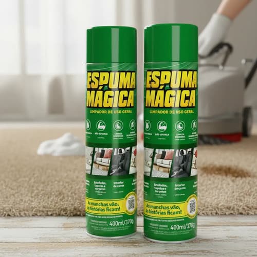 Kit 2 Espuma Mágica Limpador Multiuso Para Sofá Estofados Tênis Carpete E Carro 400ml Proauto