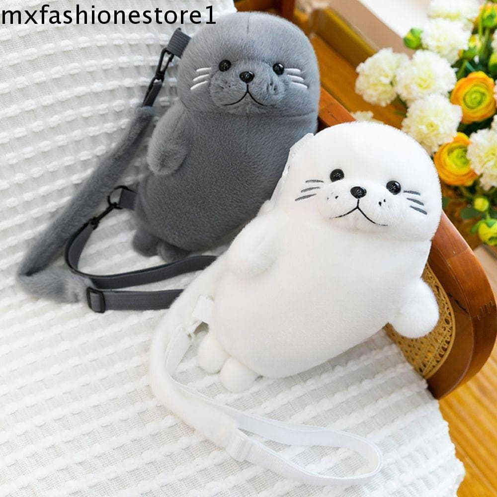 Bolsa Com Selo De Desenho Animado MXFASHIONE , De Ombro Macia E Fofa Crossbody De Pelúcia Leve De Algodão PP