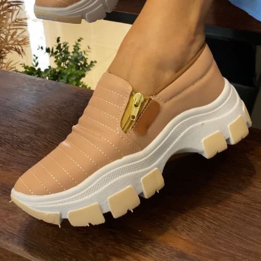 Ténis Feminino Versátil Confortável Slip On Casual Simples
