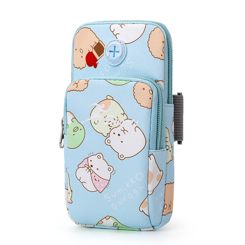 FREESCOPE Bolsa de braço de desenho animado feminina fofa Fashion bolsa de pulso esportiva capa de braço de telefone mas