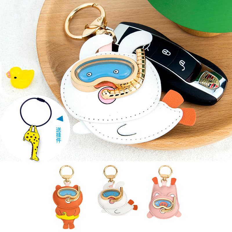 Criativo bonito coelho mergulho carro chaveiro feminino requintado mochila pingente pequena jóias influenciador saco pin