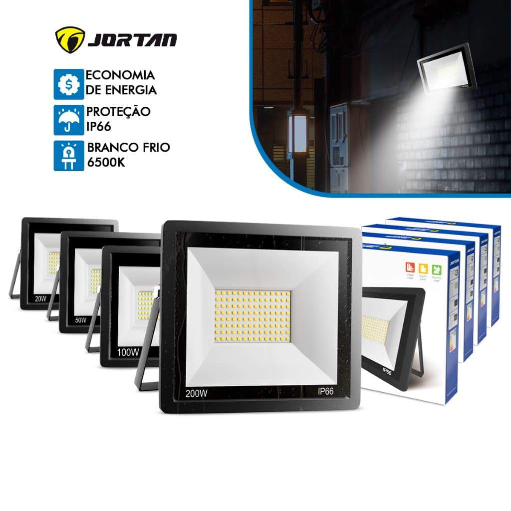 Refletor Led Holofote Ip66 Prova D’água Luz Branco