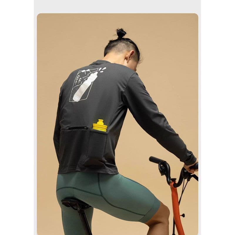 Camiseta de ciclismo com estampa selvagem, 3 bolsos, manga comprida, transpiração, protetor solar, camisa de ciclismo, e
