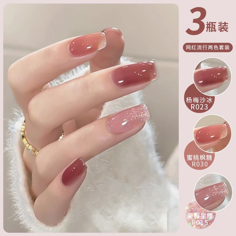 Primavera verão cor Nude unha polonês cola 2026 novo estilo Popular clareamento gelo transparente Blush pequeno conjunto