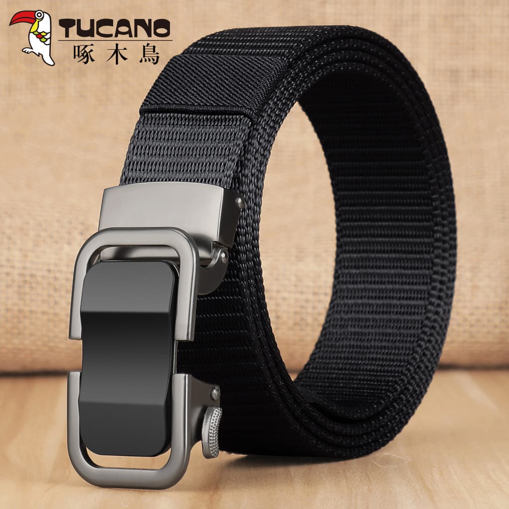 Woodpecker cinto de lona masculino fivela automática All-Match negócios Casual cinto juventude Jeans versão coreana cint