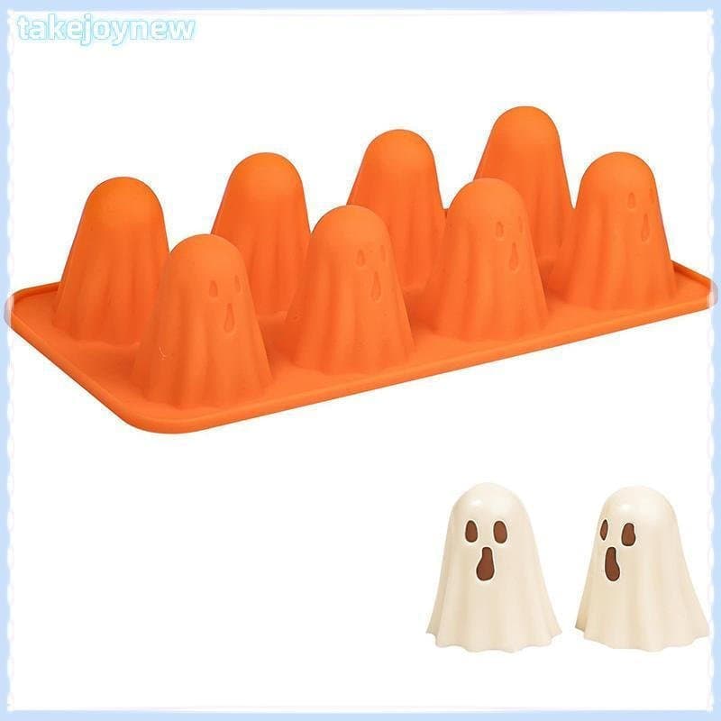 [takejoynewBR] Molde De Silicone Fantasma Antiaderente 3D Chocolate 8 Cavidades Fofo Para Gelatina Goma Doces Pudim Cubo