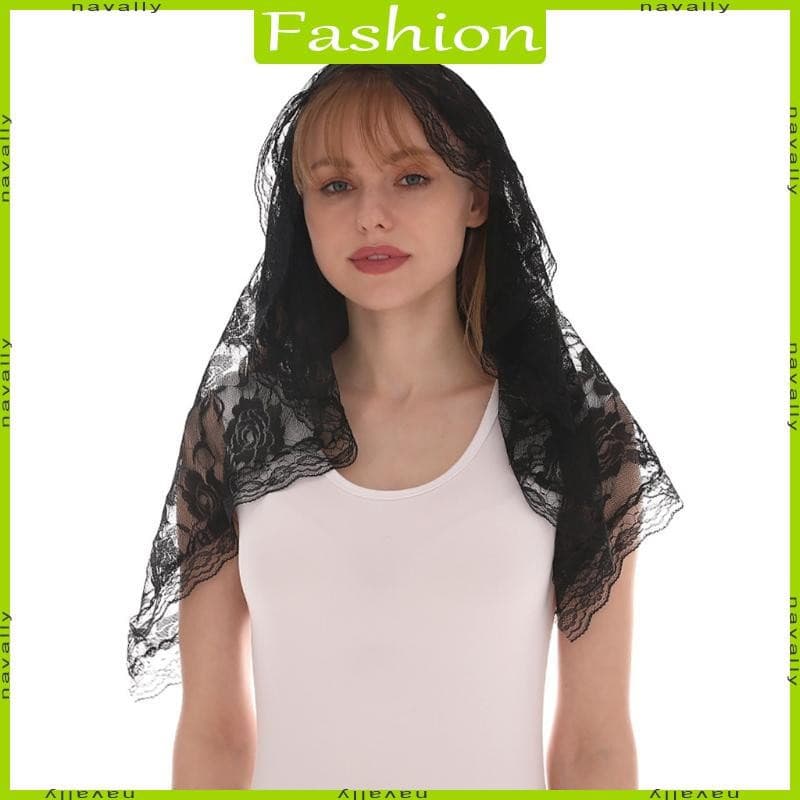 nava Lace Mantilla Igreja Católica Capela Véu Requintado Bordado Flores