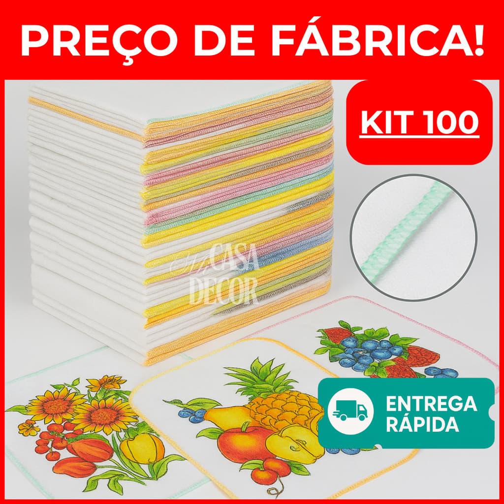 Kit 100 Panos de Pia 100% Algodão ATACADO Pano Prato Revenda
