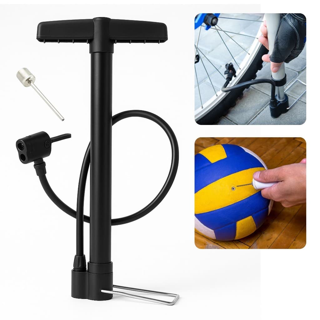 Bomba de Ar Para Pneus de Bicicleta, Moto, Carro e Com Bico Para Bolas