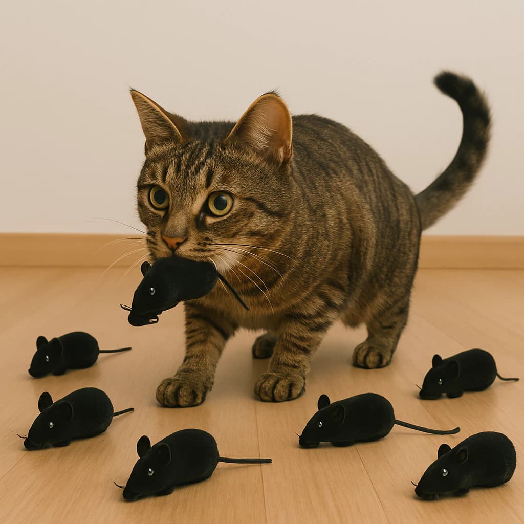 Kit Ratinhos Pet Brinquedo Interativo Gato Cachorro Caça Estímulo Instinto Mordedor Antiestresse