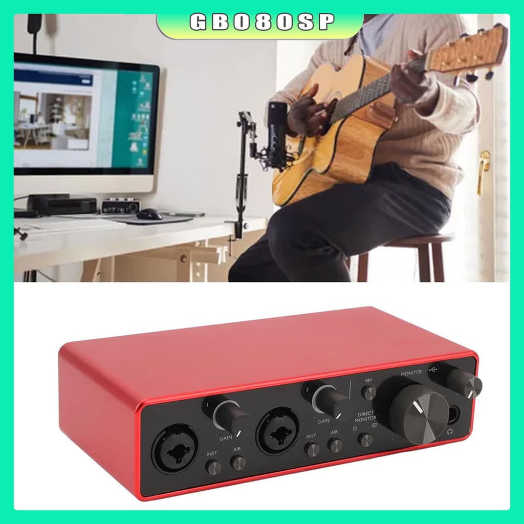 Interface Áudio 2i2 USB – Alta Qualidade de Som, 3ª Geração Amplificador para gravação até 192 kHz de 24 bits