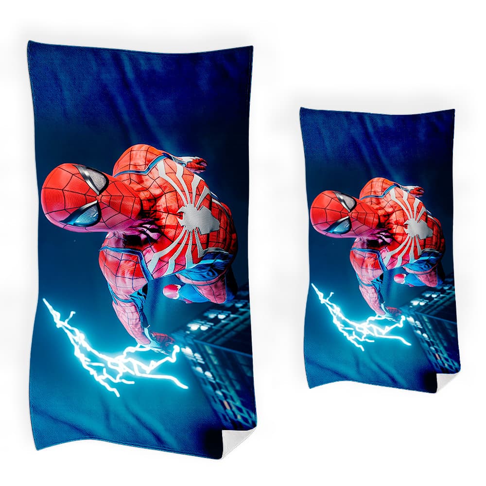 Toalha de Banho Homem Aranha City - Kit Toalha de Banho + Rosto infantil felpuda Homem Aranha City