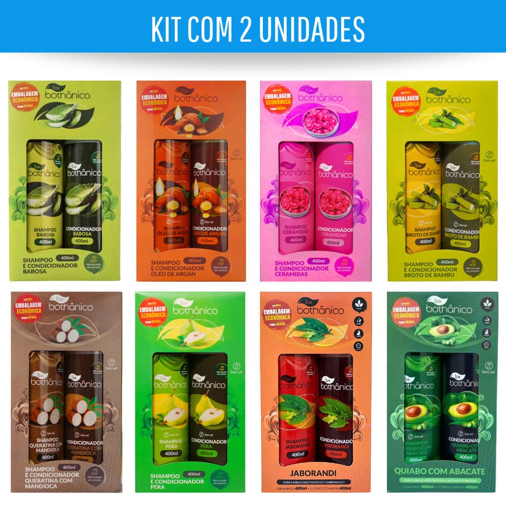 Kit com 2 Shampoo + 2 Condicionador Tok Bothânico 400ml