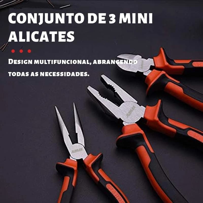 Kit 3 mini Alicates  Aço Forjado Universal Corte e Bico Linha PREMIUM