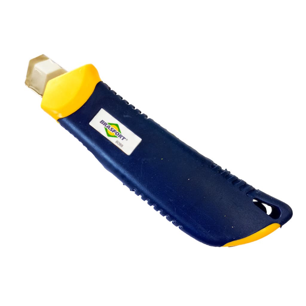 ESTILETE EMBORRACHADO PROFISSIONAL COM TRAVA 18MM BRASFORT