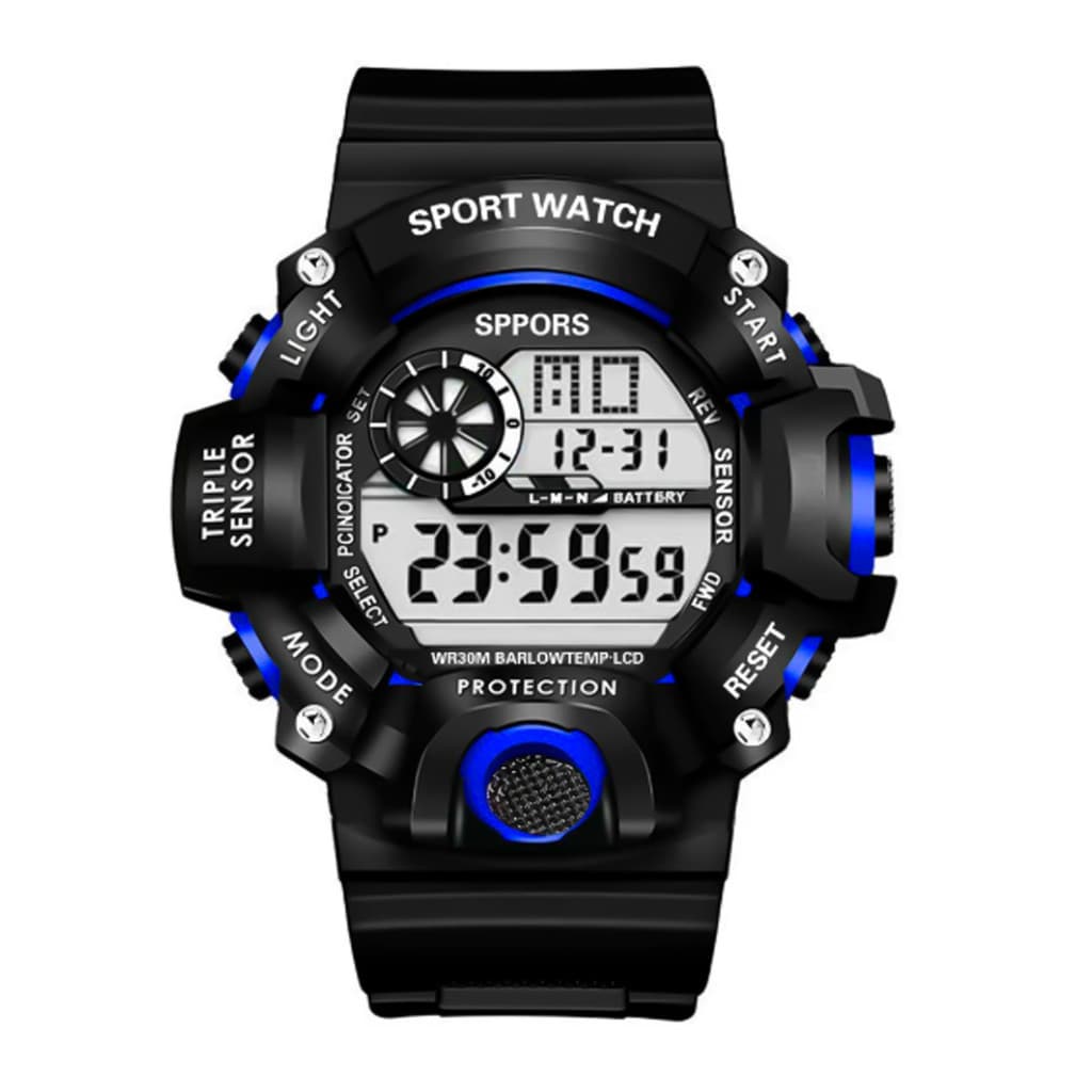 Relógio Digital Sport Watch Preto - Azul turquesa